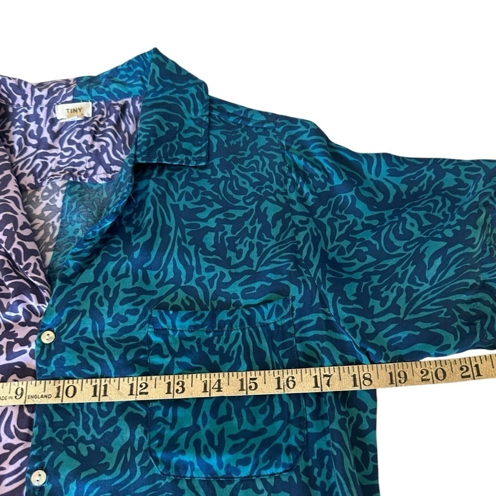 ANTHROPOLOGIE TINY POSTCARD CONTRAST COLOR BUTTON DOWN TOP SIZE SMALL - Picture 12 of 14